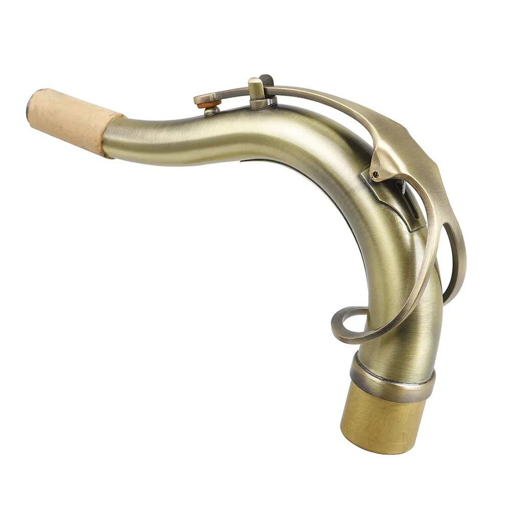Silver-Plated Brass Bent Neck Saxophone Extension, Curved Neck for Tenor, Alto, and Soprano Saxophones, Woodwind Instrument Replacement Accessory, Parallel Import