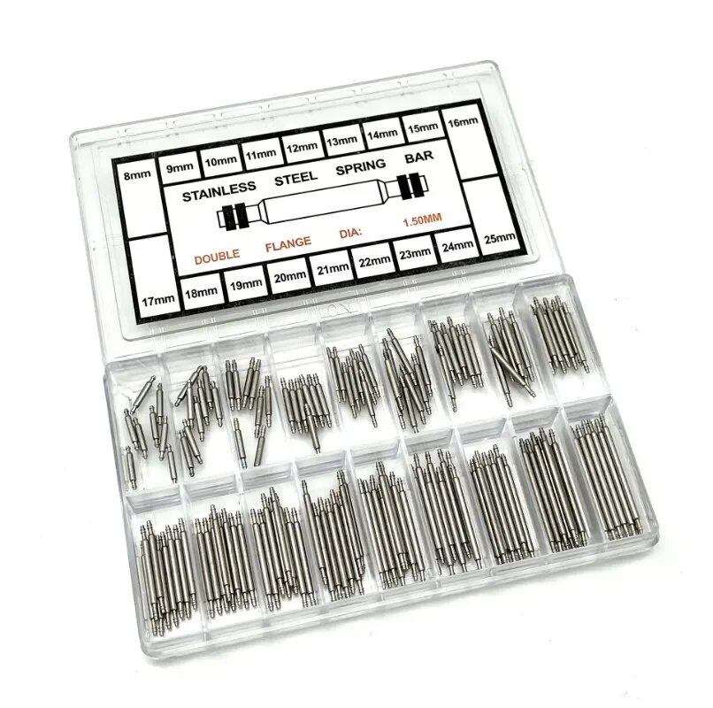 Set of 360 Stainless Steel Spring Bars, 8mm-25mm, for Watch Bands, Metal Spring Bars, Belt Strap Repair Tool, Pins, Watch Accessories, Size: 1.5mm Diameter; Band Colors: 360 (8mm-25mm), Parallel Import