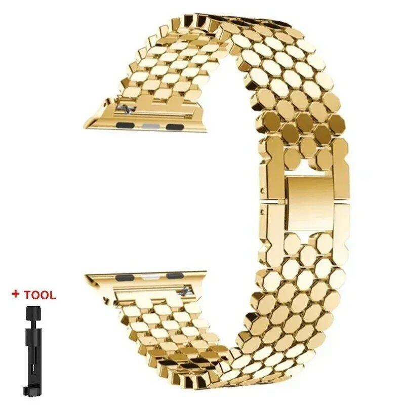 Stainless steel band for Apple Watch, 45mm, 42mm, 40mm, 41mm, 44mm, metal strap, compatible with iWatch Ultra 2/Series 9/8/7/6/SE/5, bracelet, band color: mm; Ships from: Parallel import