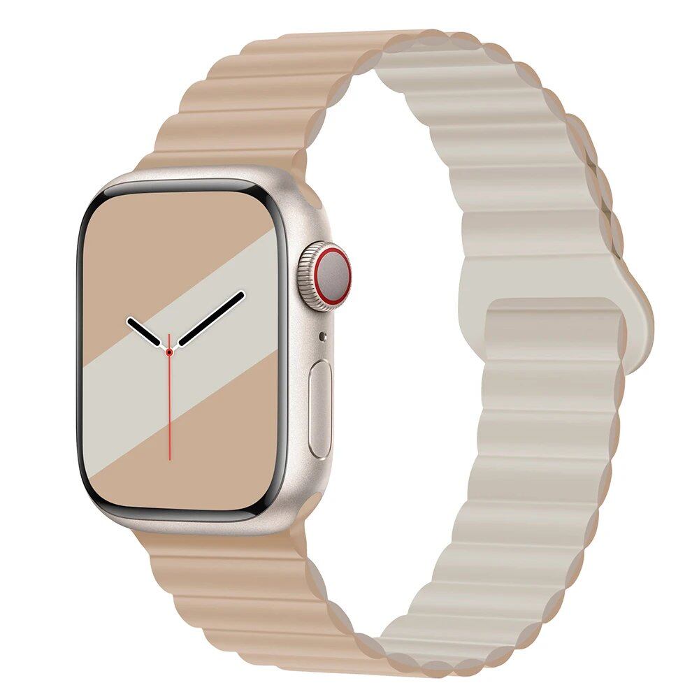 Silicone Loop Magnetic Strap for Apple Watch - Compatible with iWatch Series 8/SE/6/7/Ultra 2/9/10 (44mm/40mm/45mm/49mm/41mm/42mm/46mm) - Band Color: mm; Ships from: Parallel Import