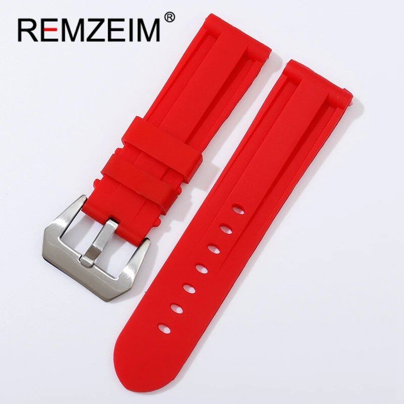 Soft Silicone Sports Watch Band, Waterproof, Men's Replacement Strap with Black Buckle, Compatible with 22mm, 24mm, and 26mm Watches, Band Color: mm, Parallel Import
