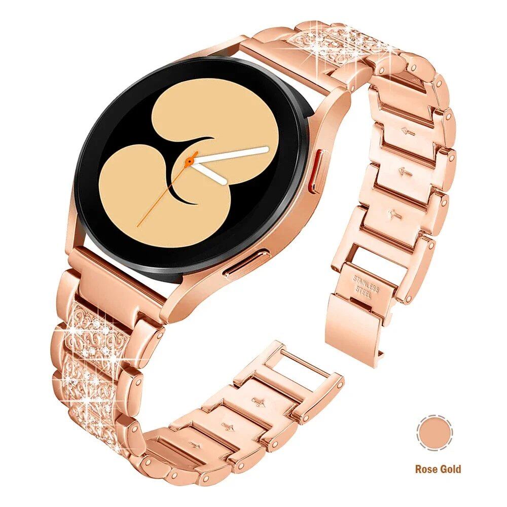 Diamond Strap Metal Link Bracelet for Samsung Galaxy Watch 7/FE/6/4/Classic/5/Pro/Active (40mm/44mm) - Compatible with Huber GT4-3 Bands (20mm/22mm) - Parallel Import