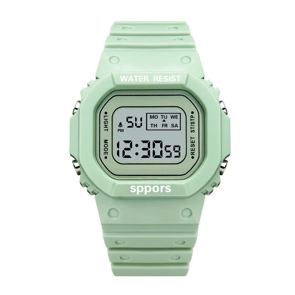 YIKAZE Sports Watch, Unisex, Student-Friendly, LED Electronic Watch, Colorful Square Shape, Waterproof, Rubber Strap, Parallel Import