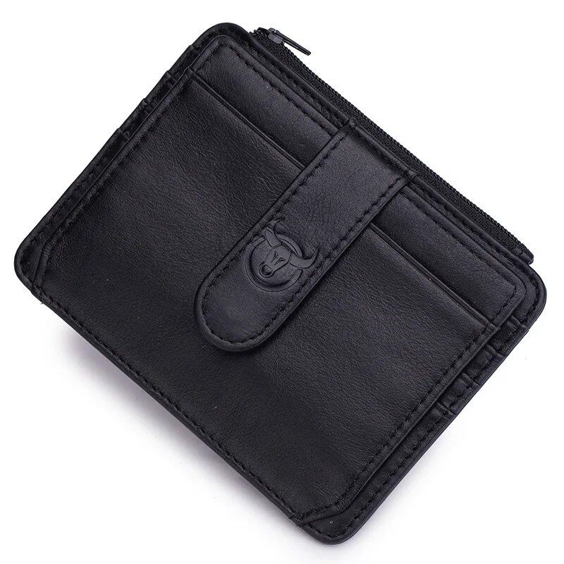 BULLCAPTAIN 本革 RFIDブロック ジッパー式 カードホルダー クレジットカード入れ スリム財布 ビジネス用 メンズ 並行輸入品