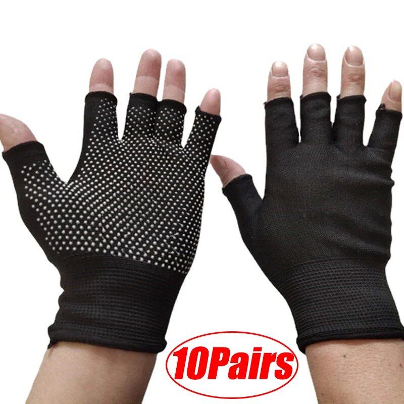 1/5/10 Pairs of Non-Slip Touchscreen Compatible Half-Finger Nylon Cycling Gloves for Summer, Outdoor Fitness, Breathable, Imported