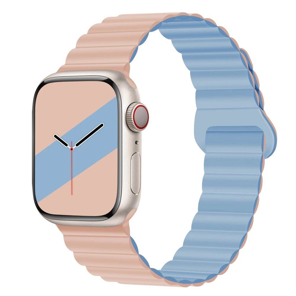 Silicone Loop Magnetic Strap for Apple Watch - Compatible with iWatch Series 8/SE/6/7/Ultra 2/9/10 (44mm/40mm/45mm/49mm/41mm/42mm/46mm) - Band Color: mm; Ships from: Parallel Import