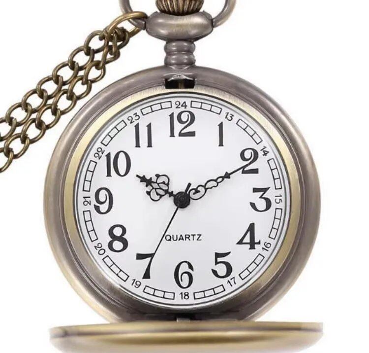 Classic Pocket Watch, Glossy Retro Double-Sided Quartz Necklace Watch, Gift for Boyfriend or Friend, Holiday Gift, Parallel Import