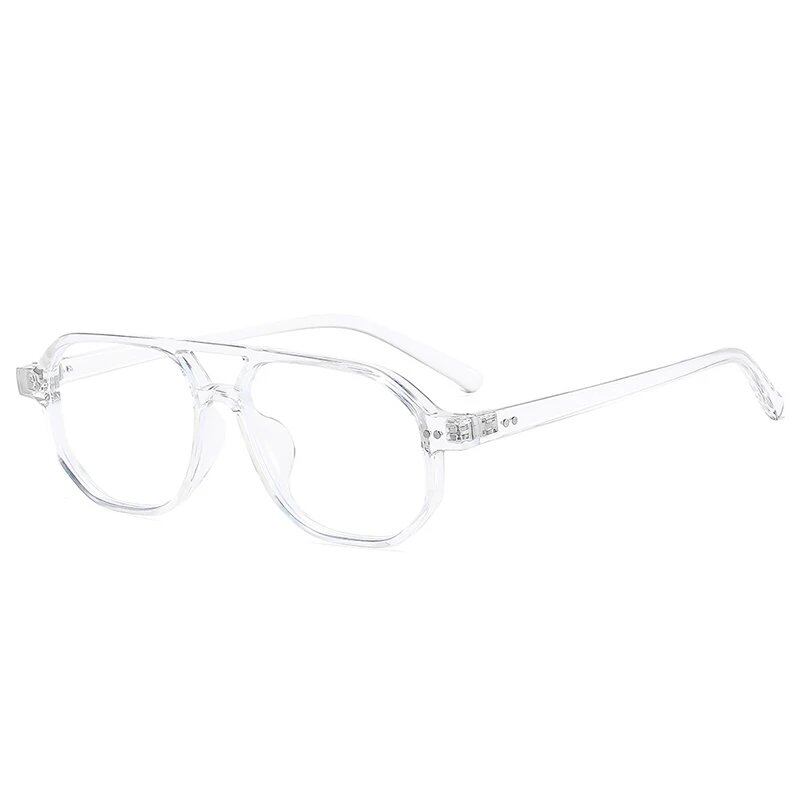 SO&EI Vintage Double Bridge Polygon Square Men's Sunglasses with Clear Ocean Lenses and Rivets, UV400 Protection. Frame Color: As Shown; Lens Color: Parallel Import.