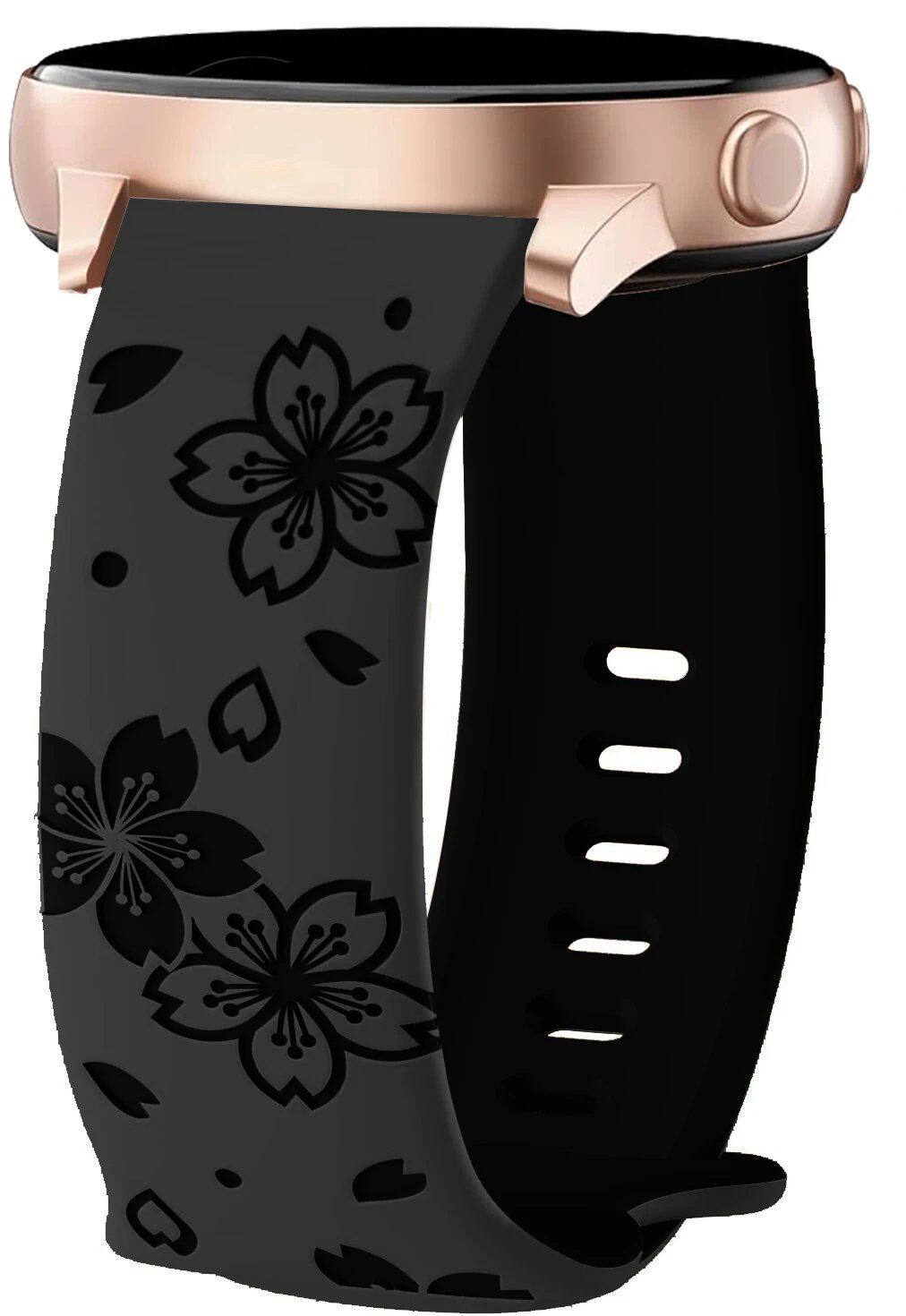 Two-tone silicone band with engraved strap for Samsung Galaxy Watch 7/6/5/4, Active 2 40mm/44mm, Watch 5 Pro 45mm, and Watch 3 41mm. Band Color: Black; Band Width: 20mm. Parallel Import.