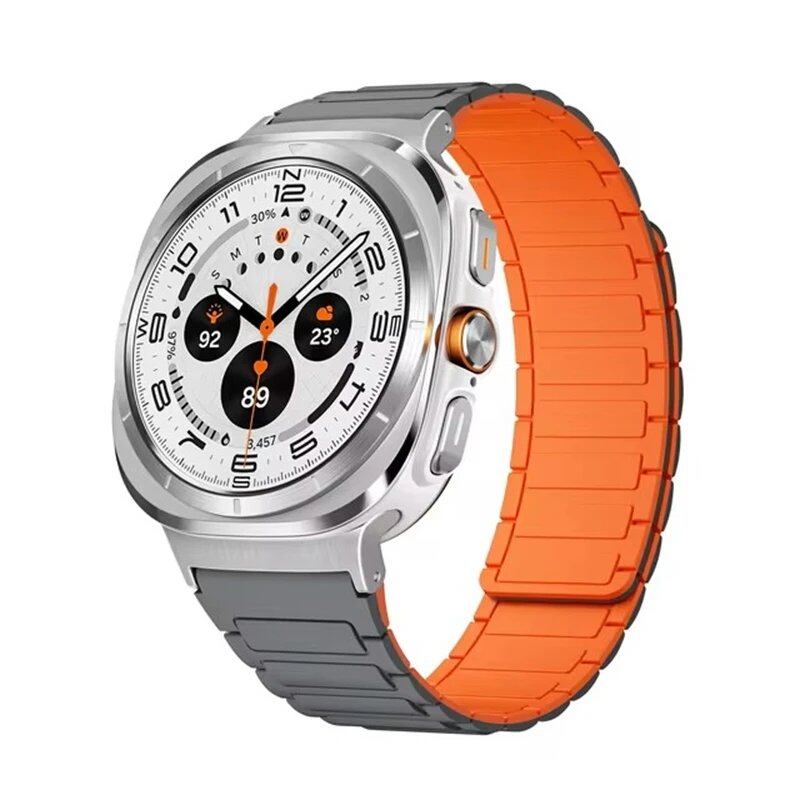 Magnetic Silicone Sport Band for Samsung Galaxy Watch 7 Ultra (47mm), Soft Lapped Bracelet, Gapless Strap, Band Color: Compatible with Galaxy Watch Ultra; Band Width: Compatible with Galaxy Watch Ultra (Parallel Import)