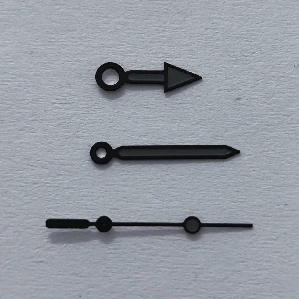 High-quality hand set for NH35, NH36, NH38, NH39, NH70, NH72, 7S26, 7S36, 4R35, and 4R36 watches. Available in silver, gold, black, blue, and red. Luminous dial hands. Parallel import.
