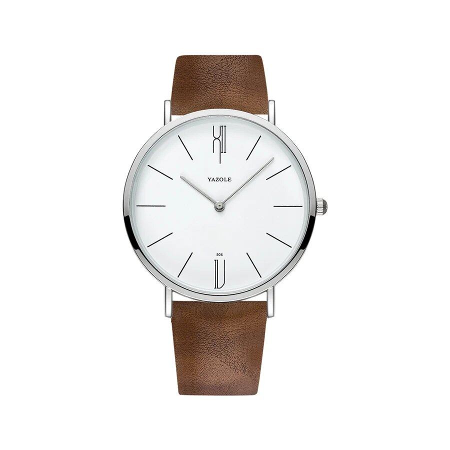 Yazor Top Brand Luxury Men's Watch, Leather Quartz Movement, Business Wristwatch, Casual Clock, Men's Relogio Masculino, Color: Black, Parallel Import