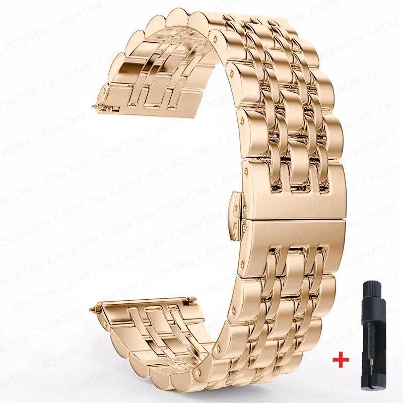 22mm and 20mm Stainless Steel Bands for Samsung Galaxy Watch 3, 4, 5 (45mm), Gear S3 (46mm and 42mm), and Active 2 (40mm and 44mm) - Compatible with Amazfit BIP 2 and GTR. Band Color: mm; Ships from: Parallel Import