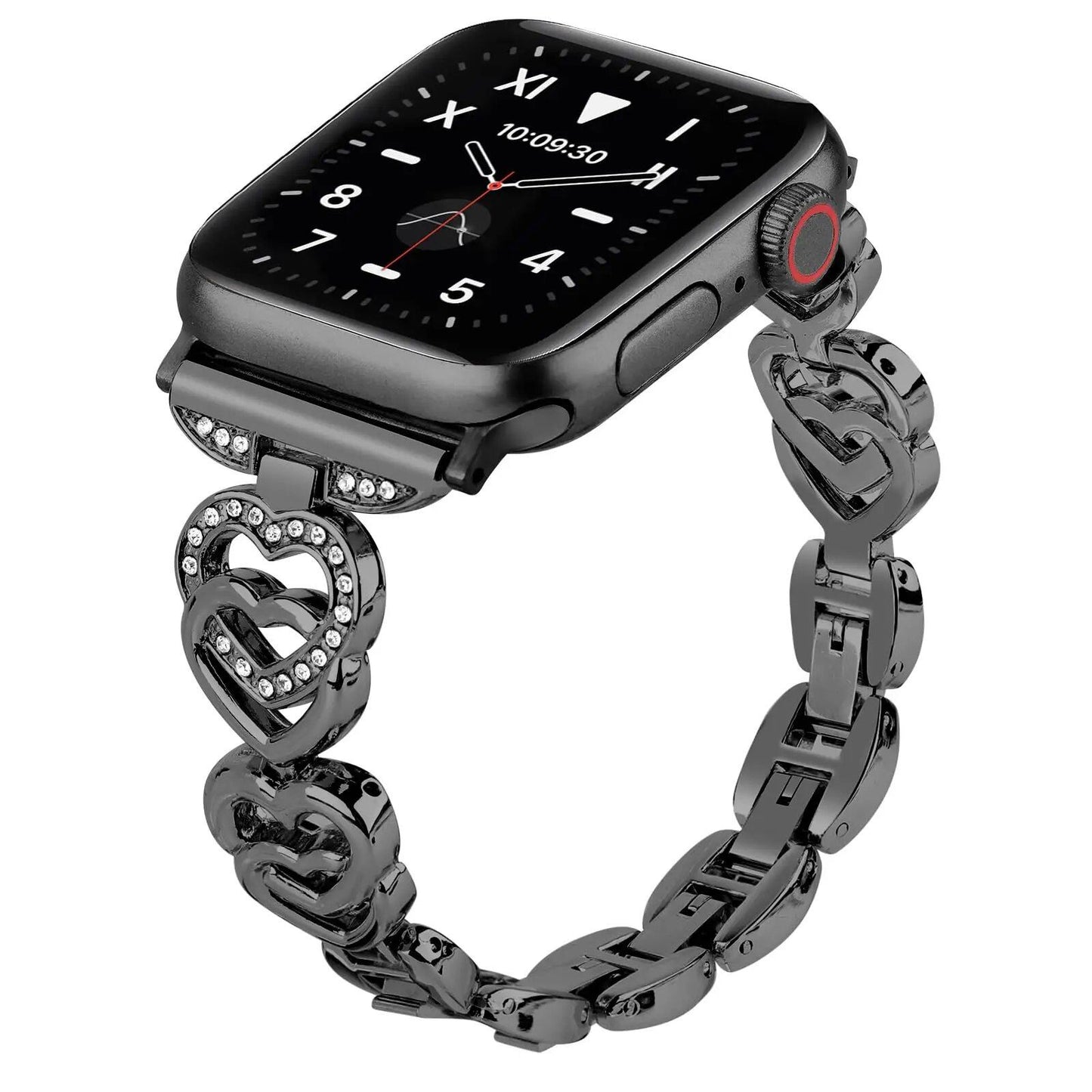 Diamond Heart Strap for Apple Watch, Metal Bracelet, 40mm, 44mm, 38mm, 45mm, 41mm, 49mm, 42mm, Compatible with iWatch Series SE, 7, 6, 3, 5, Ultra, 2, 8, and 9, Band Color: mm, Parallel Import