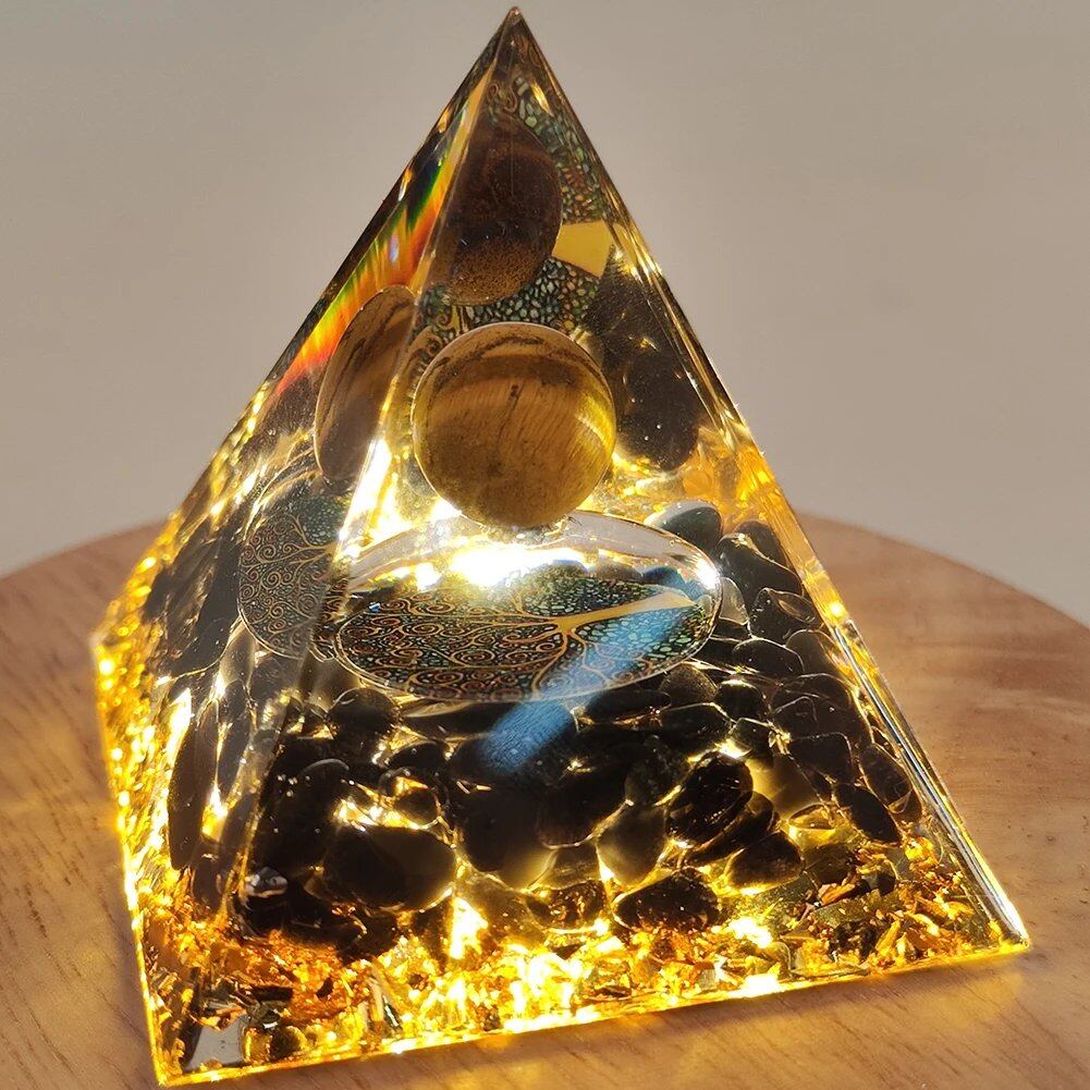 エネルギー発生器 オーゴン・ピラミッド アメジスト&ペリドット ヒーリング天然水晶 レイキ・チャクラ発生器 オーゴナイト・ピラミッド 瞑想ツール ;発送元: 並行輸入品