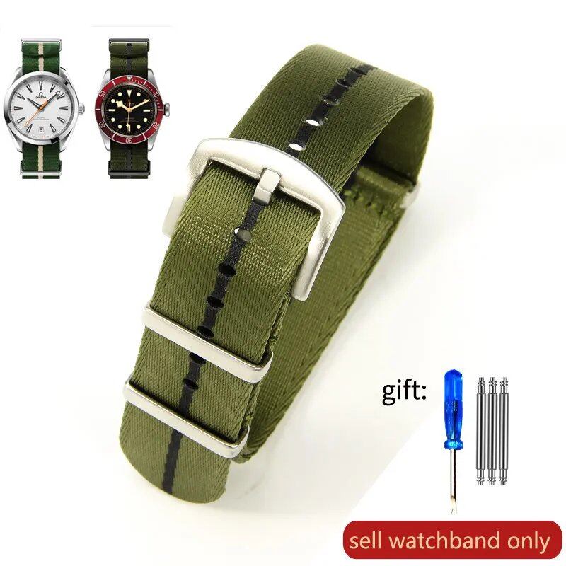 Breathable Soft Nylon Men's Watch Band for Omega 300 Ghost Party 007, Longines Conquest, Seiko, and Casio, 20mm and 22mm, Size 2, Parallel Import