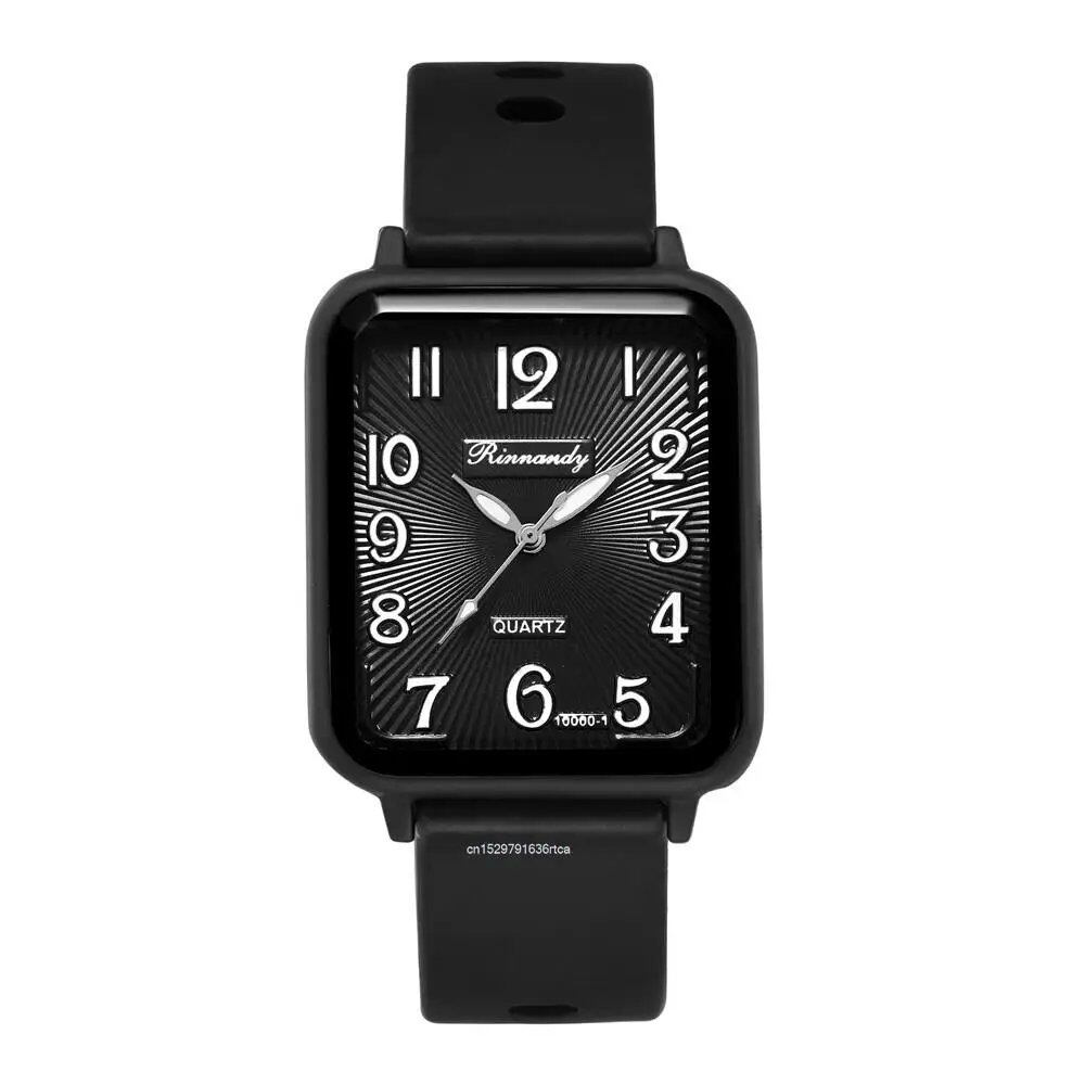 Hot Sale Fashion Ladies' Brand Watch, Leisure, Rectangle Digital, Simple, Women's Quartz Watch with Silicone Band, Sports Watch, Color: Parallel Import