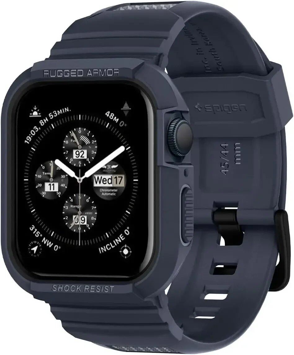 Rough Armor Pro Reinforced Rubber Case & Band for Apple Watch Ultra 2/Series 9/8/SE2/7/6/SE/5/4 (Compatible with 45mm/44mm/41mm/40mm) Band Color: Parallel Import