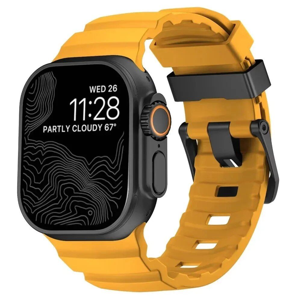 Sport Band for Apple Watch Ultra 2/10/9/8/7/6/SE/5/4 - Soft Silicone and Titanium Bracelet Strap, Compatible with iWatch 42mm, 44mm, 45mm, 46mm, and 49mm Band Colors: 42mm, 44mm, 45mm, 46mm, and 49mm Band Widths (Imported)