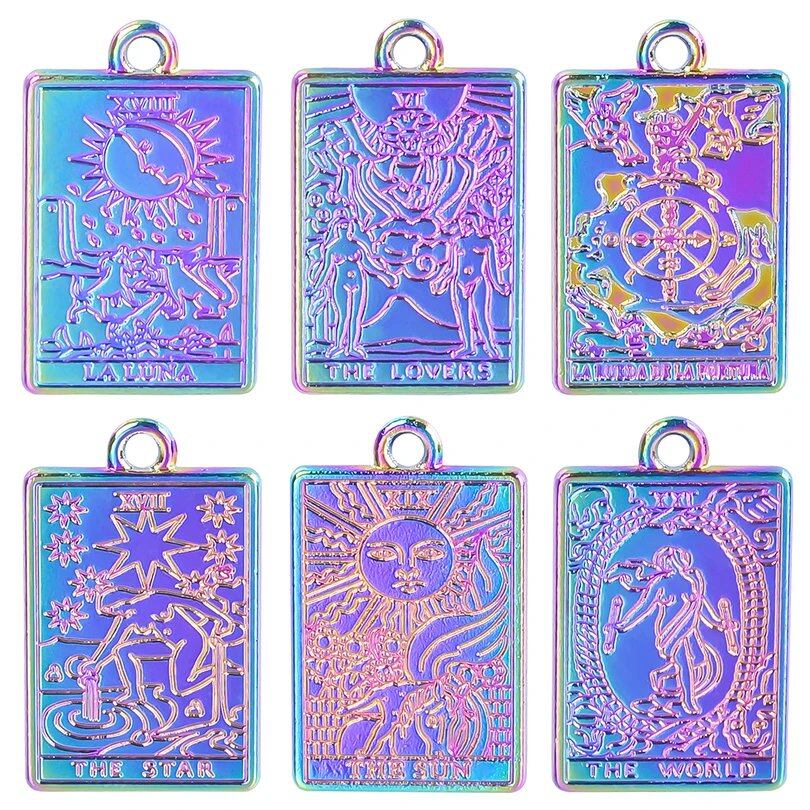 10個セット メッキタロットアクセサリーパーツ DIY用 ジュエリーメイキング材料 ネックレス・イヤリング用チャーム 合金ペンダント まとめ売り 並行輸入品