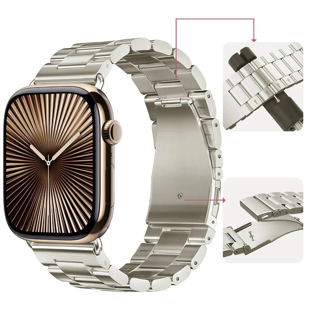Stainless Steel Metal Strap for Apple Watch, Compatible with 46mm, 42mm, 44mm, 40mm, 45mm, and 41mm iWatch Series 10/9/8/7/6/SE2/Ultra (49mm), Band Color: Parallel Import