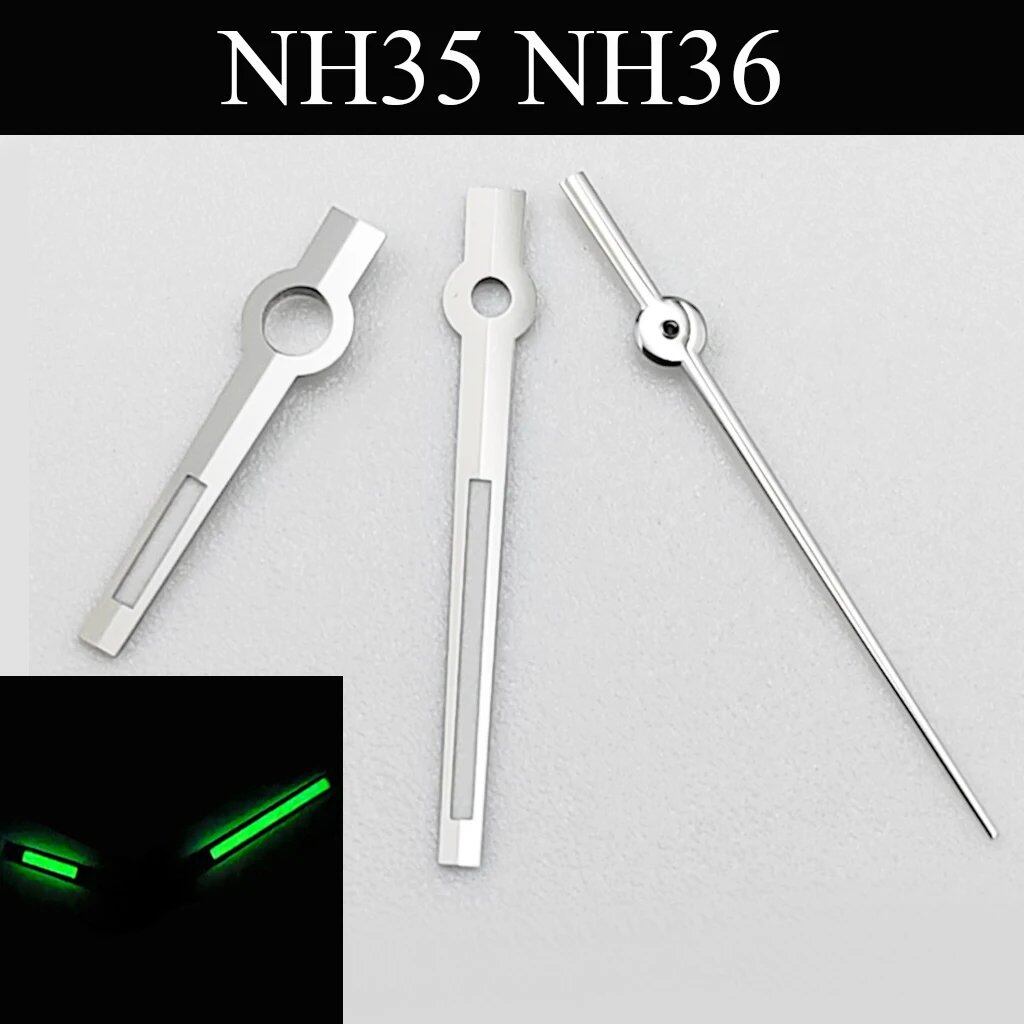 Green, Blue, Cyan Luminous Watch Hands for NH35, NH36, ETA 2824, 2836, Miyota 8215, 8205, 821A, DG2813, and 3804 Automatic Watches (Parallel Import)