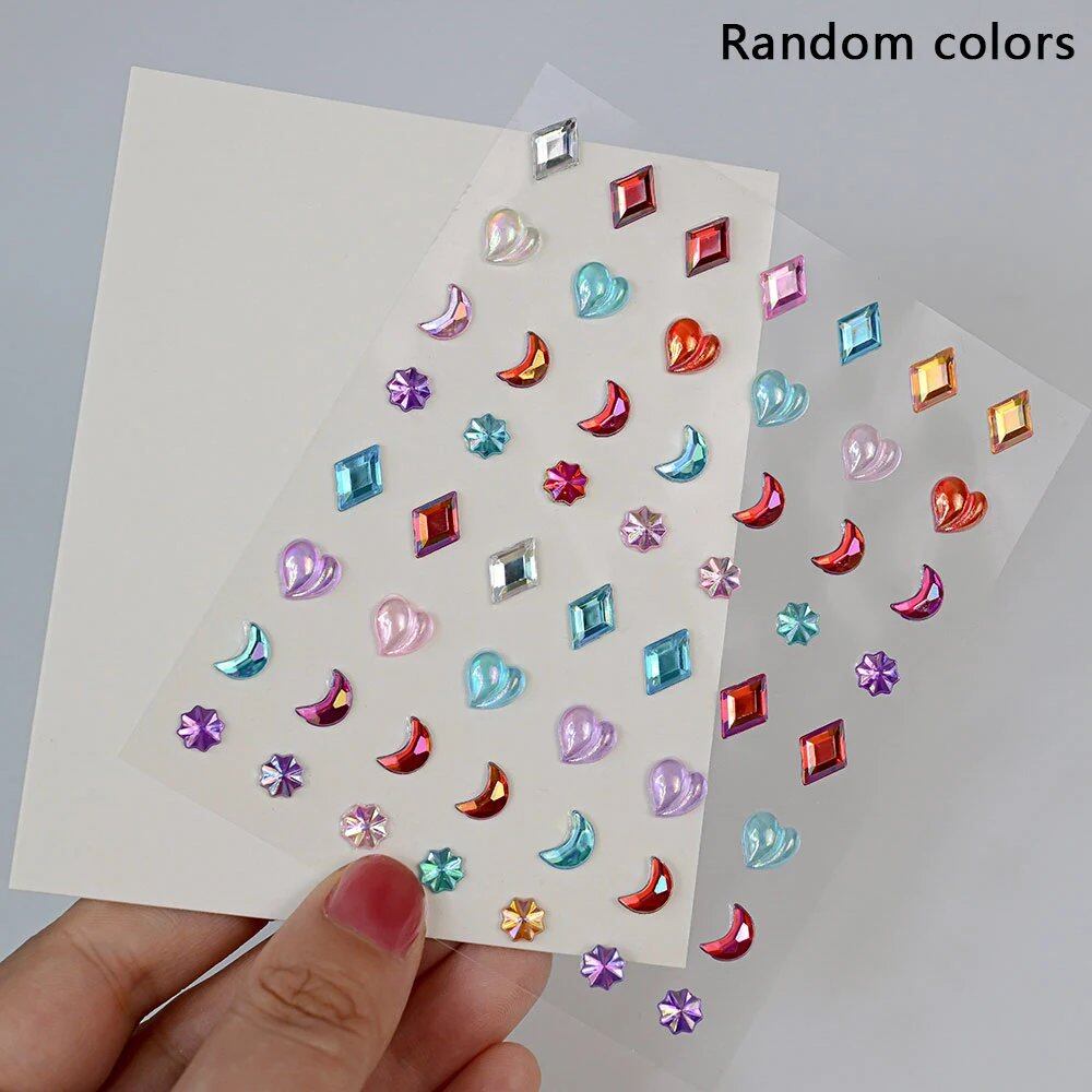 1/5 Random Color Glitter Face Tattoo Stickers for Kids, Sparkly Diamonds, for Costume Parties, Makeup, DIY Tattoo Decals, Parallel Import