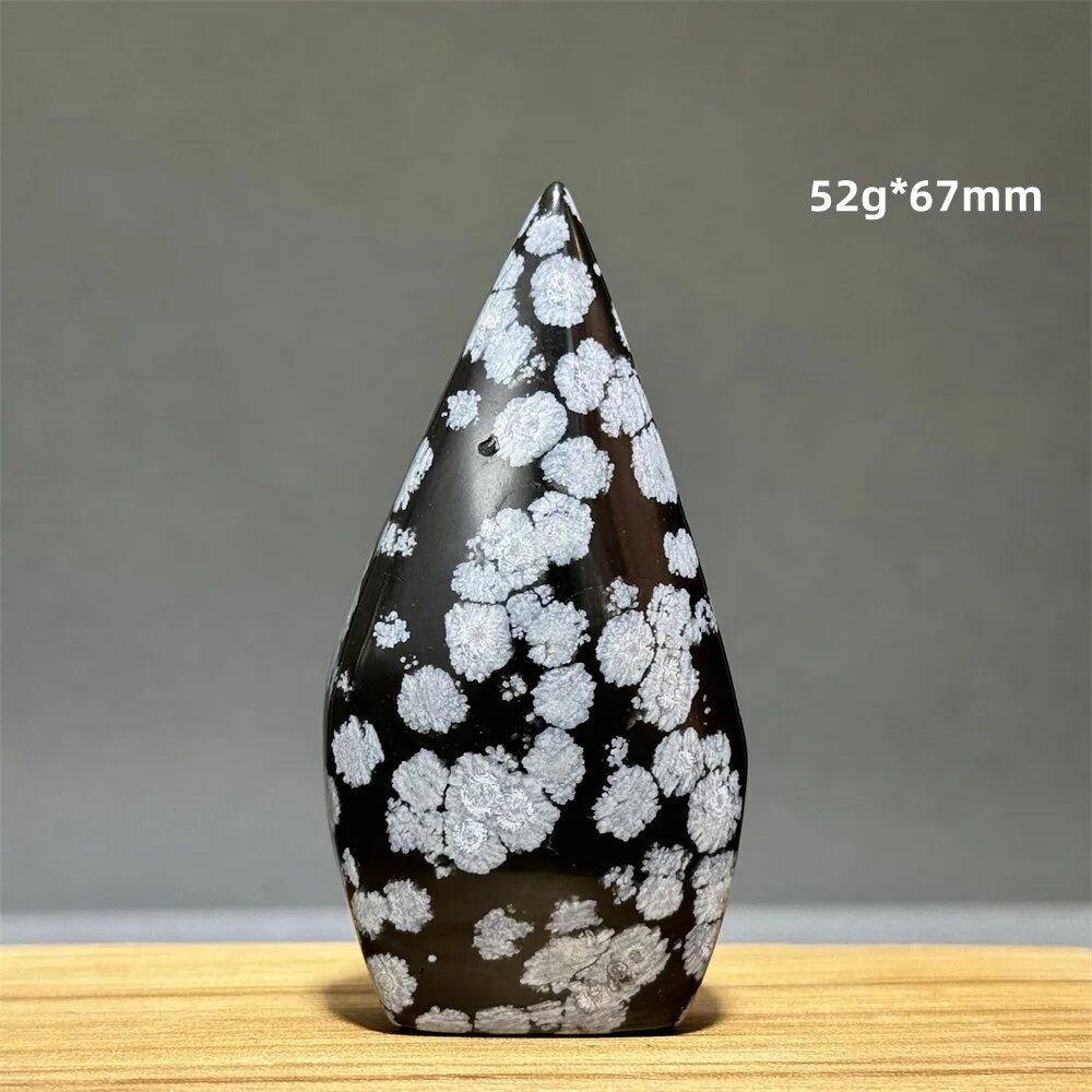 Snowflake Obsidian Freeform Ornament with Natural Quartz, Reiki, Meditation, Healing, Witchcraft, Energy Decoration, Home Gift, Color: Parallel Import