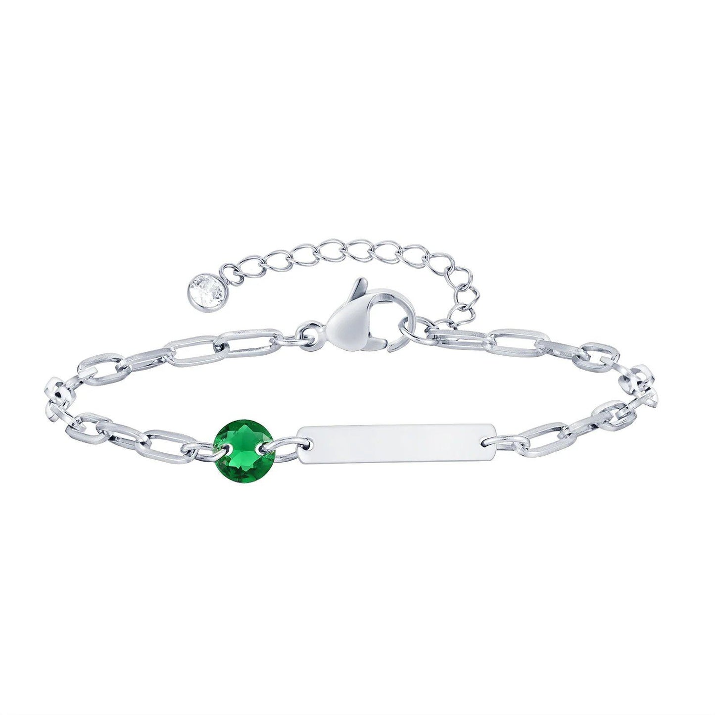 Vnox Zodiac Birthstone Bracelet for Women and Girls, Stainless Steel Rectangular Chain Bracelet with Personalization, Birthday Gift, Metal Color: BR-2085, Parallel Import