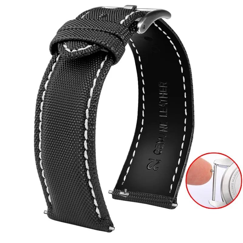 20mm, 21mm, 22mm, 23mm, 24mm Nylon & Leather Watch Band for Tag Heuer, Citizen, and Seiko 5. Men's and Women's Canvas Watch Strap. Band Color: mm. Parallel Import.