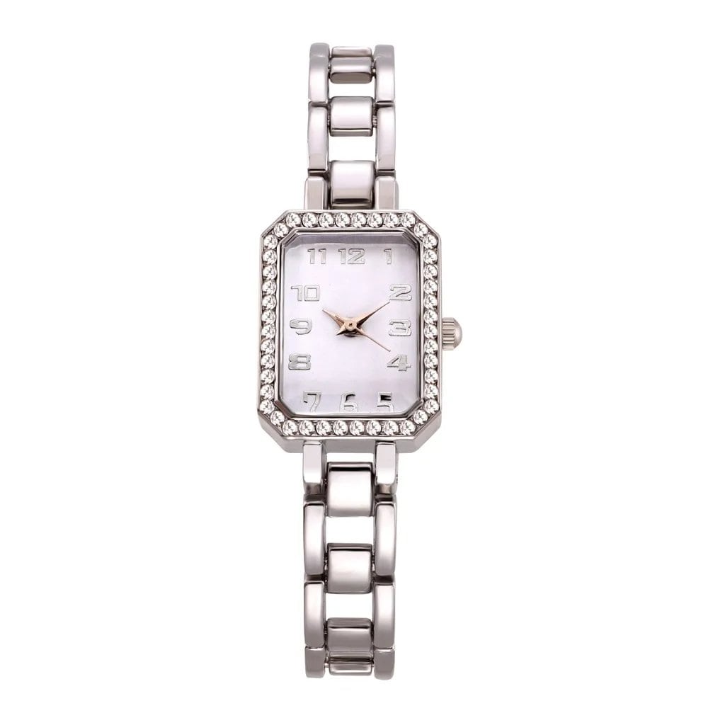 New Luxury Women's Watch, Simple Square Design, Full Diamond Digital Quartz Movement, Gold Stainless Steel Bracelet, Dress Watch; Ships from: Parallel Import