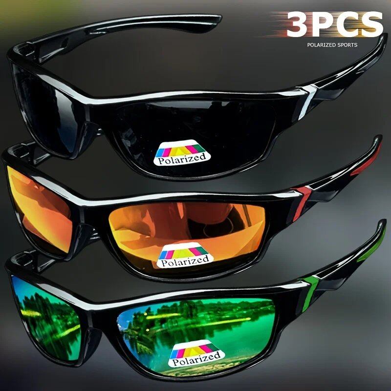 1/3-Piece Vintage Sports Sunglasses for Men and Women, Anti-Glare UV400 Protection, for Fishing, Running, Cycling, and Mountaineering; Ships from: Parallel Import