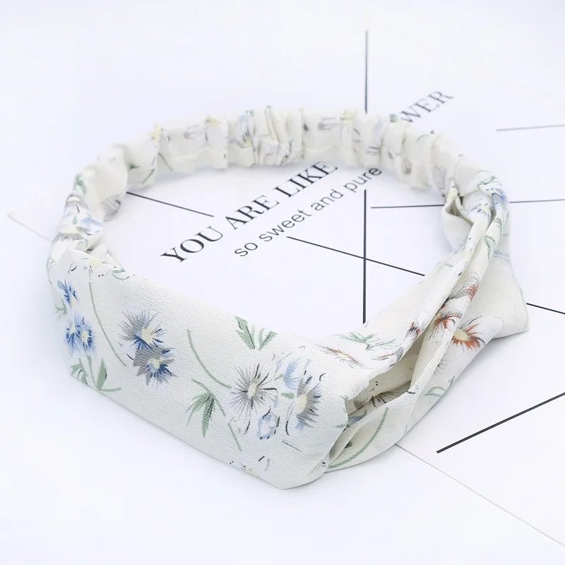 Women's Summer Bohemian Print Headband, Retro Cross Turban, Bandage Bandana, Hair Accessory, Head Wrap, Parallel Import