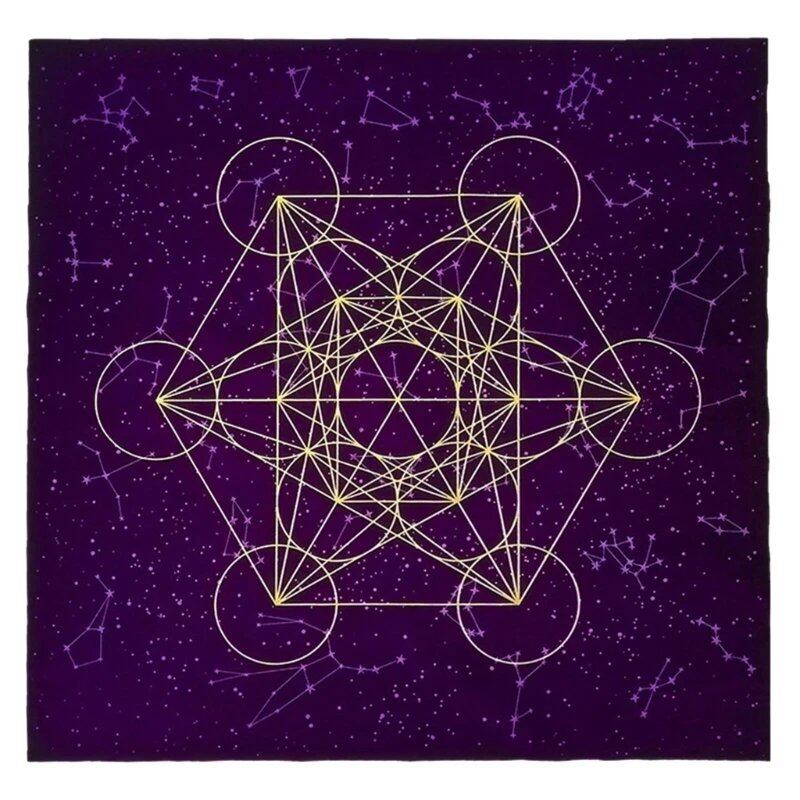 Y1UB Metatron's Cube Crystal Grid Altar Cloth, Tapestry, Tablecloth, Spiritual Cloth for Ritual Use, Sacred Places, and Tarot Table Cover, 0cm, Parallel Import