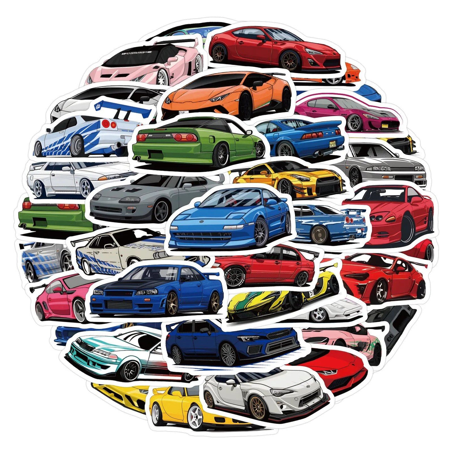 10/30/60枚入り JDMスポーツスーパーカー ステッカー 防水デカール ラップトップ バイク スノーボード 冷蔵庫 車用ステッカー 並行輸入品