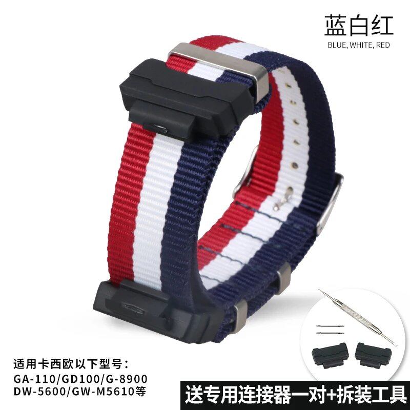 Camouflage Nylon Watch Strap for G-SHOCK - Compatible with CASIO G-SHOCK GA-110/300/DW6900/GD120/G-5600/GW-M5610/GLS8900, Imported
