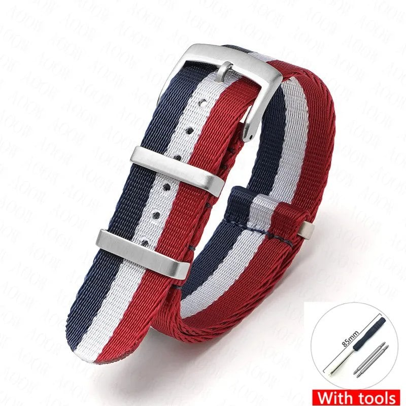 Nylon Strap for Omega Moonwatch, Speedmaster, and Seamaster 300 - Seiko 18mm, 20mm, 22mm, and 24mm Men's Sports Canvas Watch Bracelet, Band Color: mm, Parallel Import