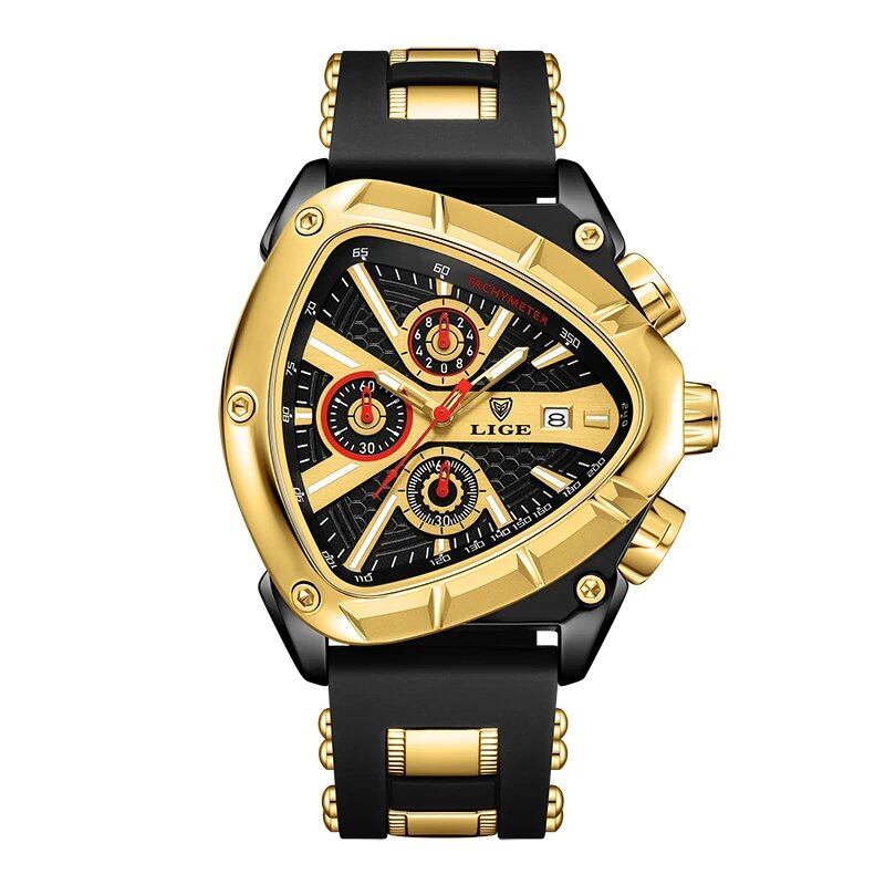 LIGE Original Luxury Men's Watch, Waterproof, Sports, Quartz, Business, Large Dial, Gift Box Included, Color: Parallel Import