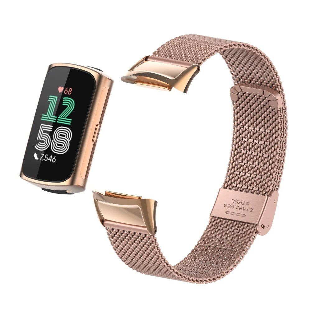 Stainless Steel Metal Strap Bracelet Replacement Smartwatch Band for Fitbit Charge 5/6, Band Color: Black, Band Width: Parallel Import