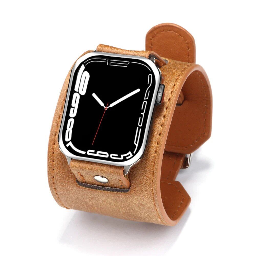 Retro-style leather strap for Apple Watch Series Ultra, 8, 7, 6, 5, 4, SE, 41mm, 45mm, 49mm, 44mm, 40mm, 38mm, 42mm. Compatible with 41mm, 45mm, 41mm, 45mm, and 49mm, 44mm, 40mm, 38mm, 42mm, 42mm, 41mm, 42mm, 4 ...2mm, 42mm, 42mm, 42