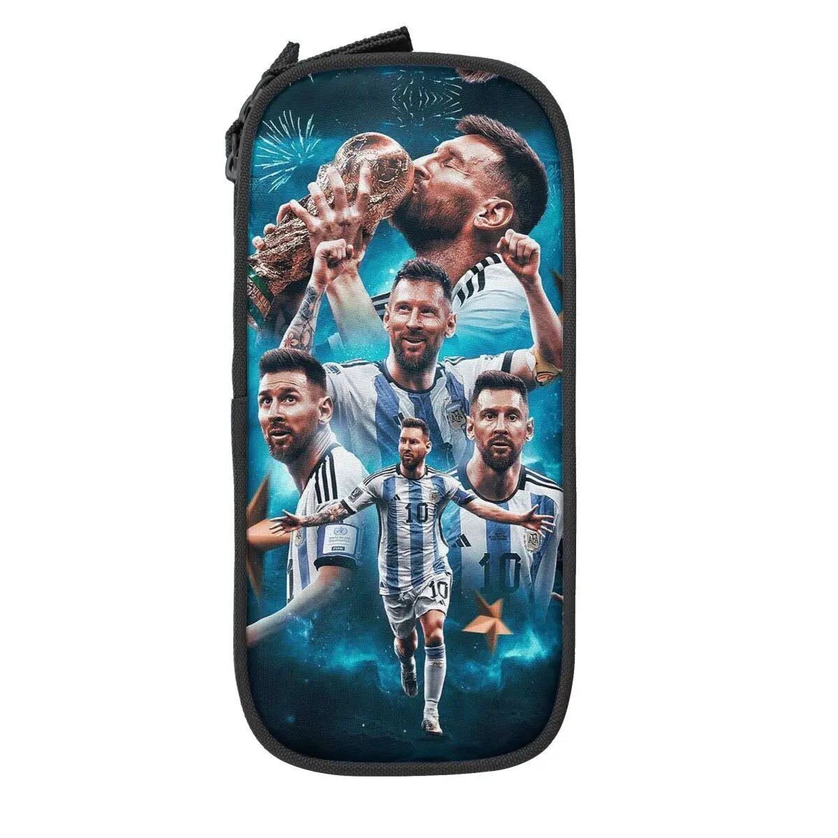 Soccer Messi Pencil Case, Large Capacity, Student Pencil Case, Stationery, School Supplies, Makeup Pouch, Size: L; Parallel Import