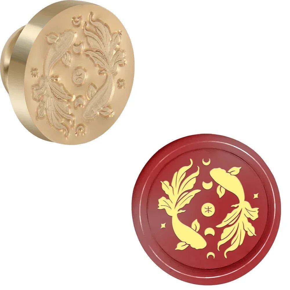12 Zodiac Signs Round Wax Stamp with Removable Brass Head for Envelopes, Birthday Cards, Notes, and Gifts - Decorative (Imported)