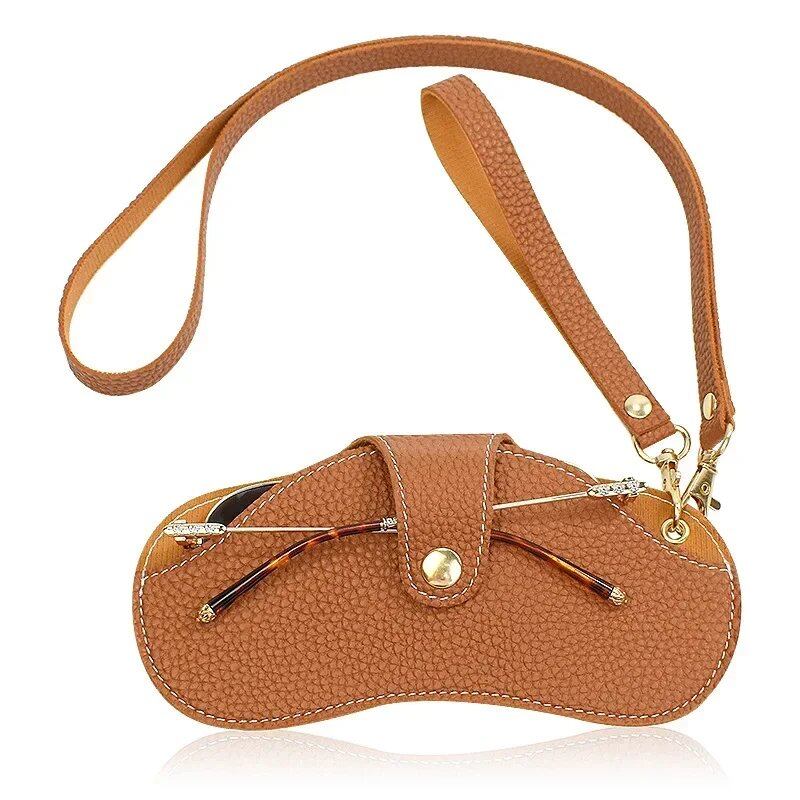 **Stylish PU Leather Eyeglass Case, Portable, Hanging, Sunglasses Storage, Protective Cover**; Ships from: Parallel Import