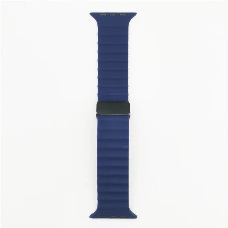 Magnetic Buckle Strap for Apple Watch - Compatible with Ultra 2/SE/Series 3-9, 49mm/45mm/44mm/40mm/41mm/38mm/42mm Silicone Bracelet, Band Color: mm, Parallel Import