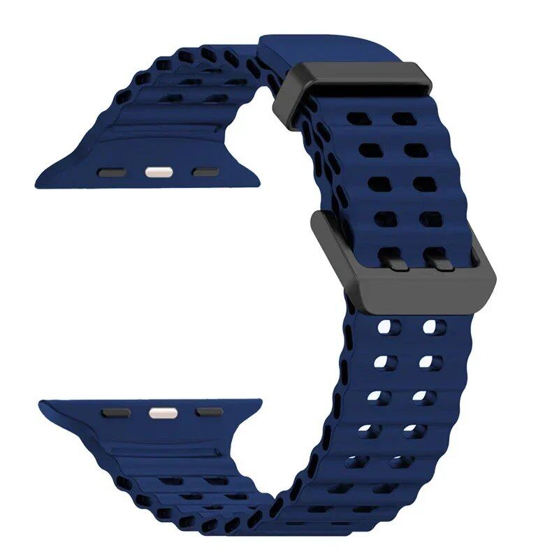 Silicone Ocean Strap for Apple Watch Ultra 2, 49mm, 45mm, 44mm, 42mm, 38mm, 41mm, and 40mm, compatible with iWatch Series 10/9/8/7/SE/5/4/3. Correa sizes: 42mm, 44mm, 45mm, and 49mm. Band colors: Parallel import.