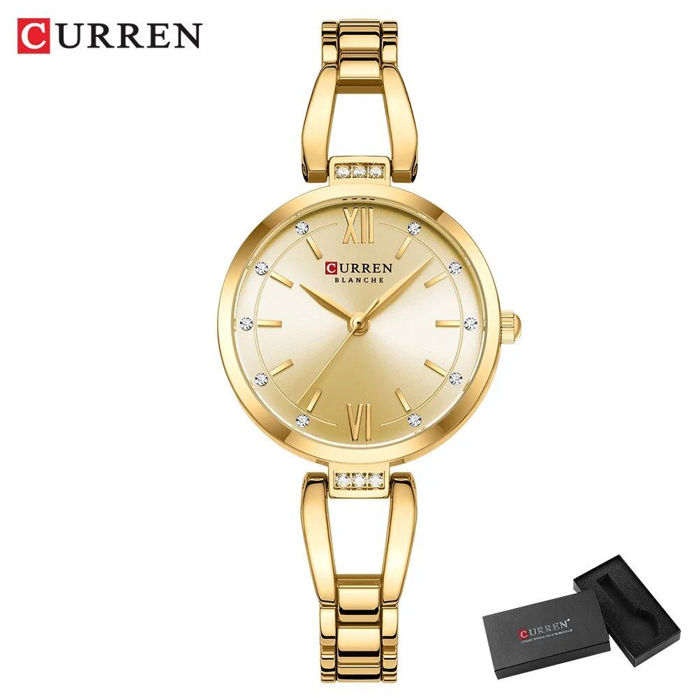 Karen Women's Quartz Watch, Luxury Fashion Rhinestone and Stainless Steel Band, High-Quality, Parallel Import