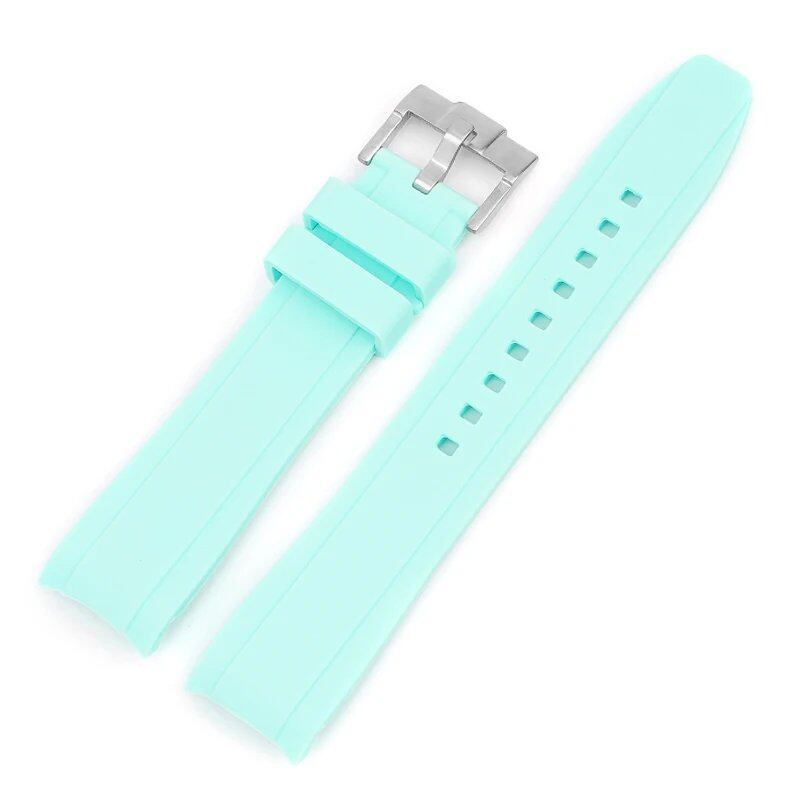 18mm, 19mm, 20mm, 21mm, 22mm Curved End Silicone Rubber Waterproof Universal Strap for Omega Moonwatch Bracelet, Band Color: mm, Parallel Import