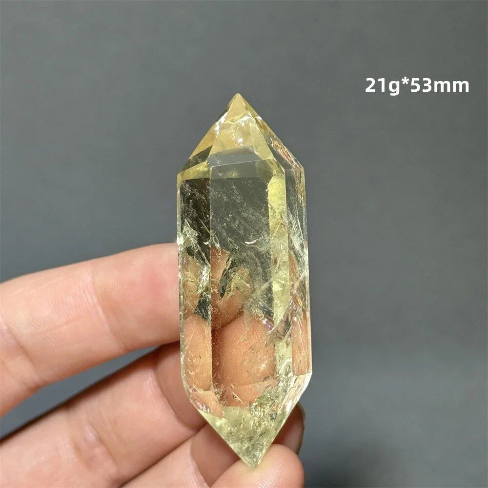 Natural Clear Citrine Double Tip Energy Bar, Reiki Healing Crystal Point, Garden Home Decor, Meditation, Spiritual Color, Parallel Import