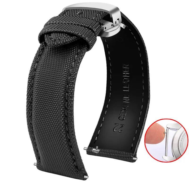 20mm, 21mm, 22mm, 23mm, 24mm Nylon & Leather Watch Band for Tag Heuer, Citizen, and Seiko 5. Men's and Women's Canvas Watch Strap. Band Color: mm. Parallel Import.