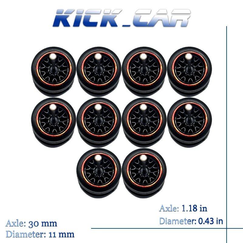 1/64 Scale Wheels with Fixed Rubber Tires, Branch Spokes, Refit Parts for Toy Models and Diecast Cars, Compatible with Hot Wheels (5 Sets for 5 Cars), Color: MMW, Parallel Import